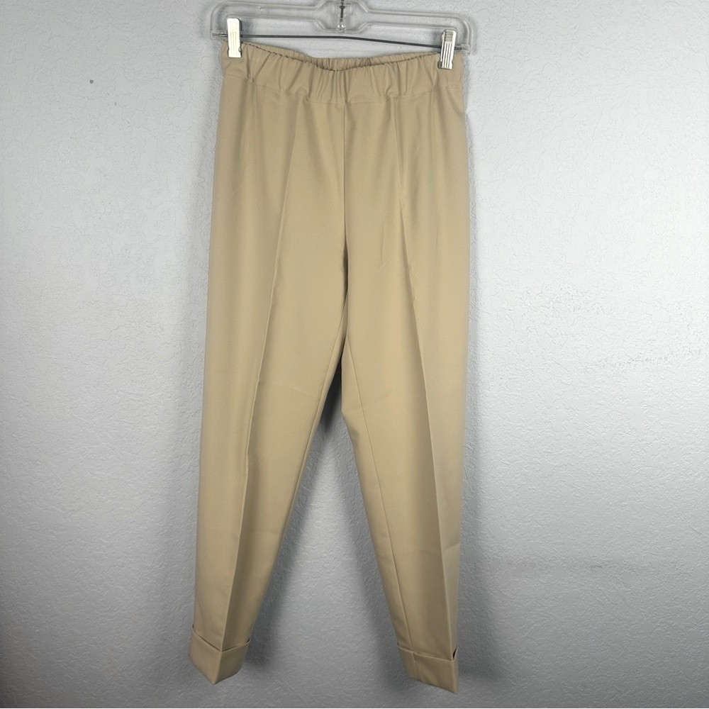 D. Exterior Elastic Waist High Rise Cuffed Trousers EU 40-US Small Made In Italy